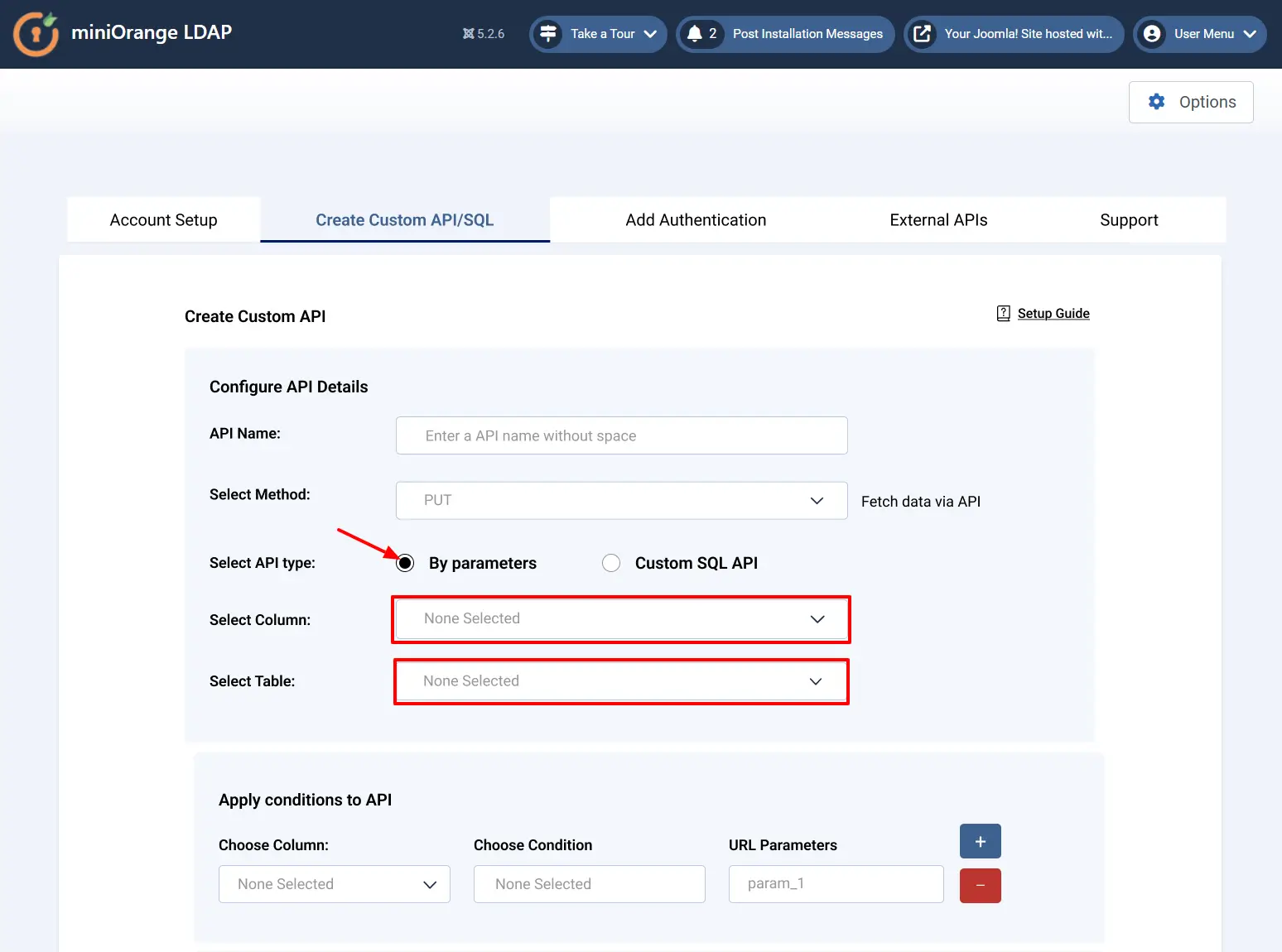 Joomla Custom API - Configure API Details