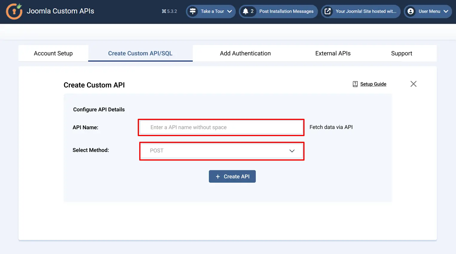 Joomla Custom API - Select POST API Method