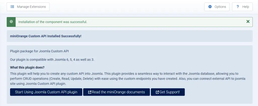 Joomla Extension Installed