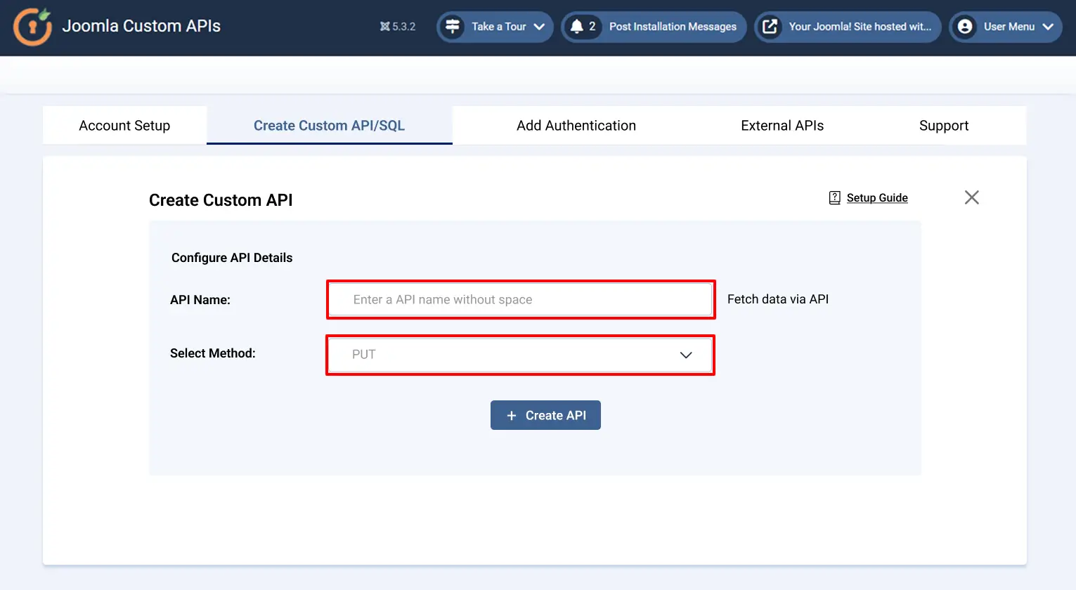 Joomla Custom API - Select PUT API Method