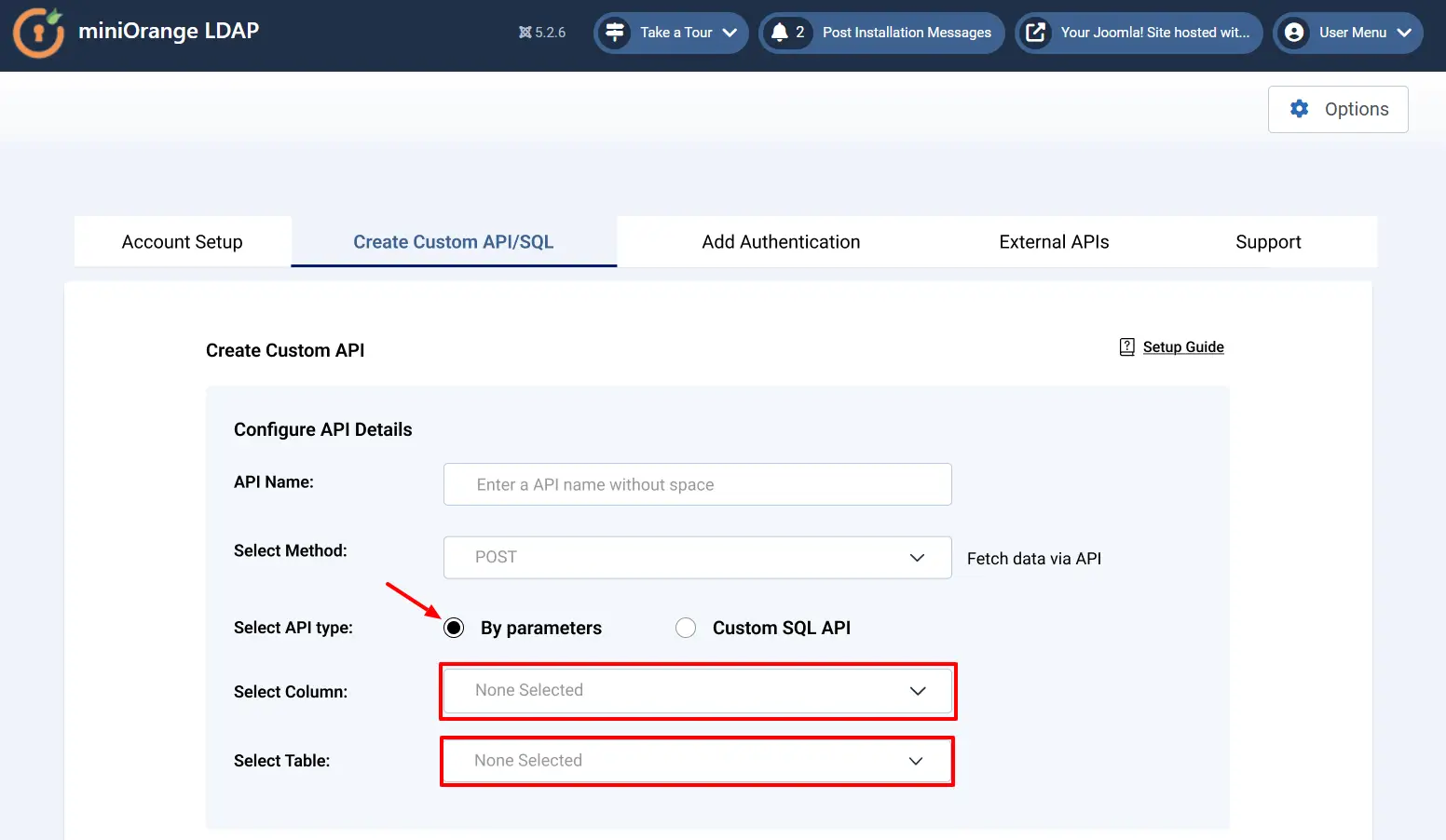 Joomla Custom API - Configure API Details
