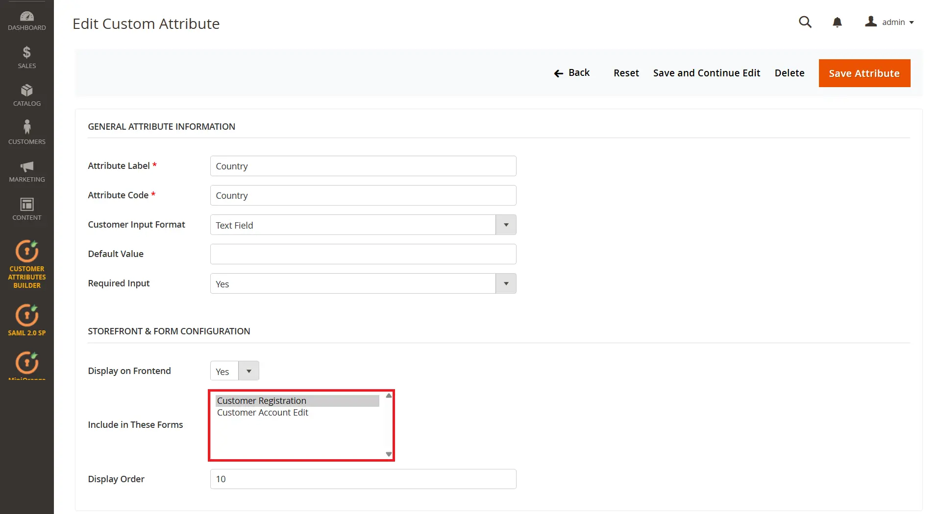 Magento Customer Attribute Builder - Forms to display attributes
