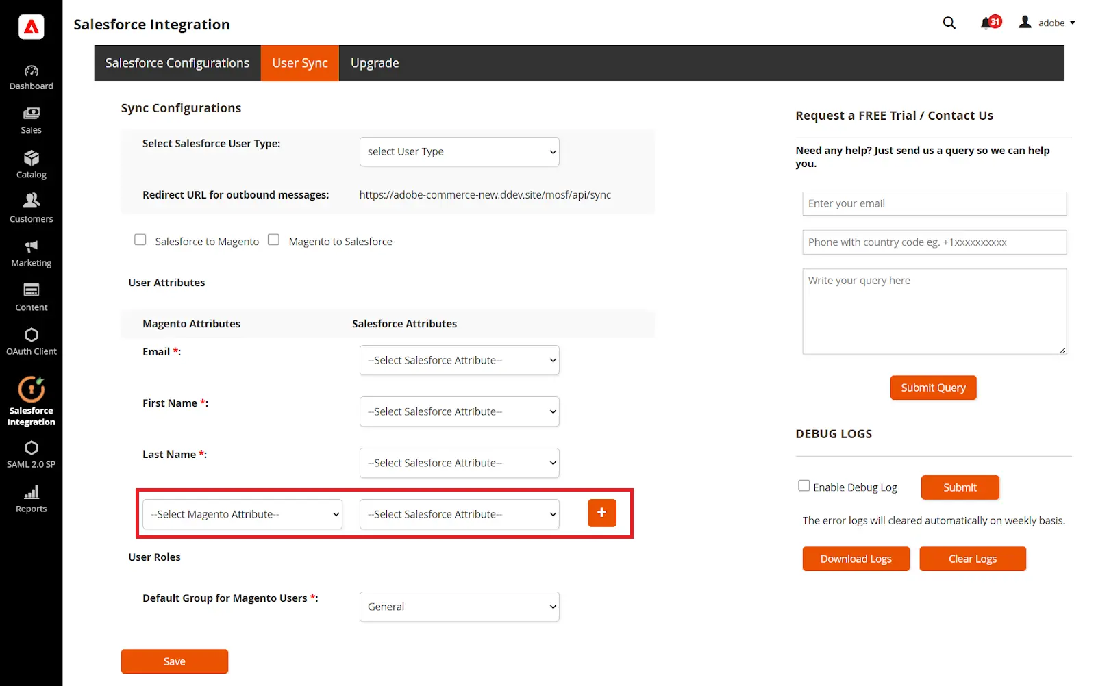 Magento Salesforce Integration Bi-directional Sync - Map attributes