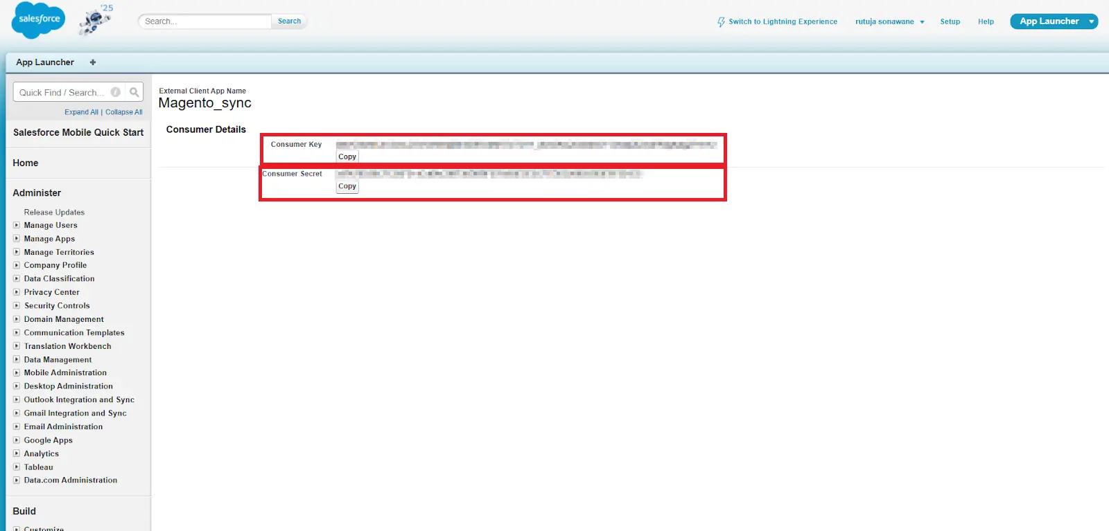 Magento Salesforce Integration Bi-directional Sync - Consumer Key