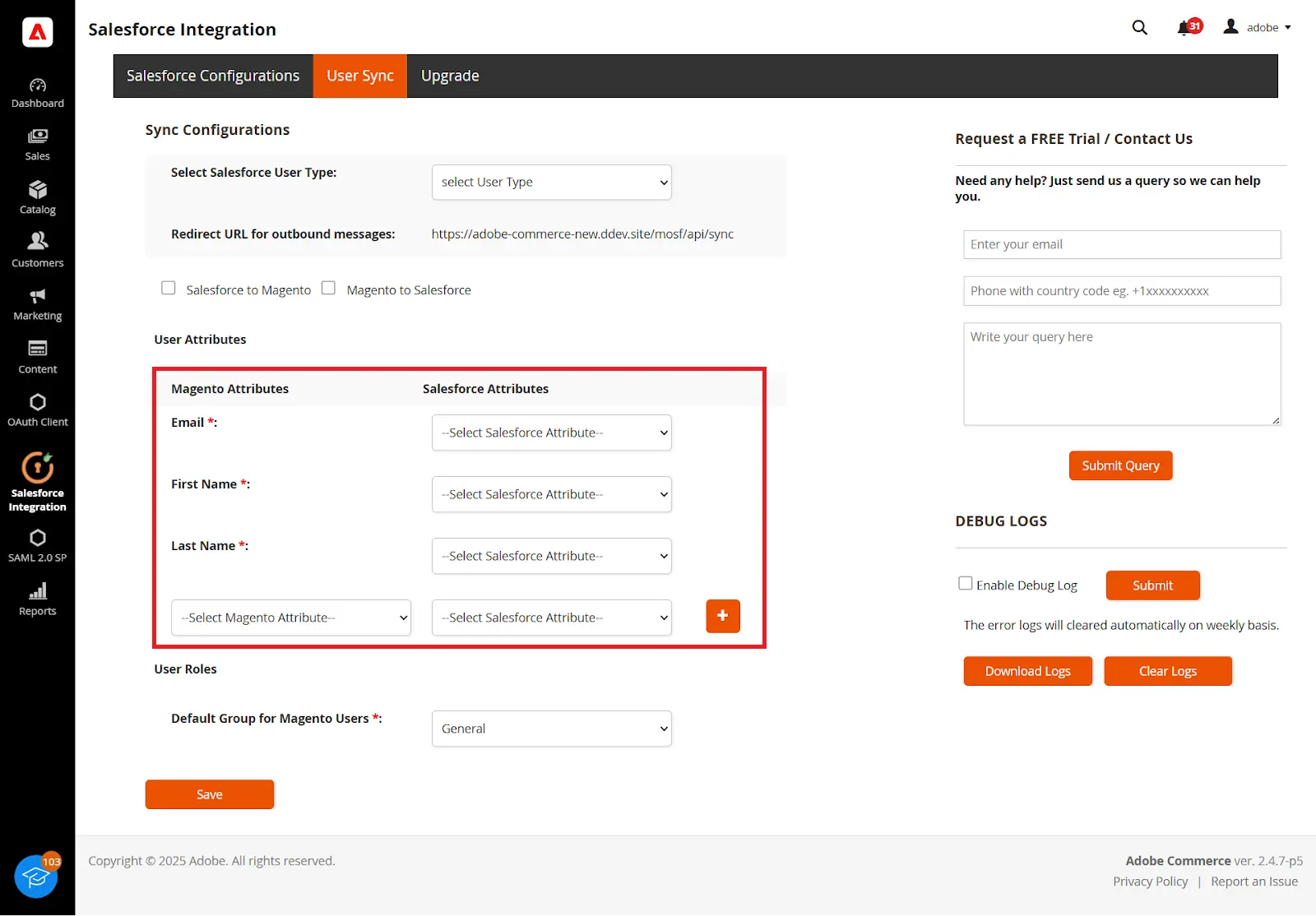 Magento Salesforce Integration Bi-directional Sync - Map attributes