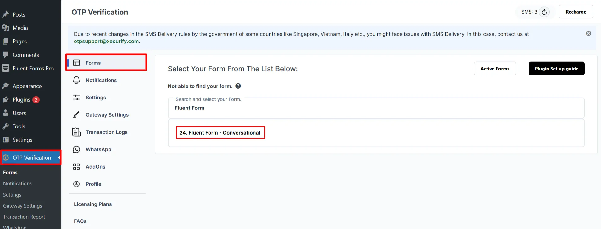 Fluent Conversational Form OTP - search Fluent Conversational - form