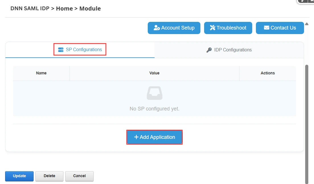 DNN SAML IDP Add Application