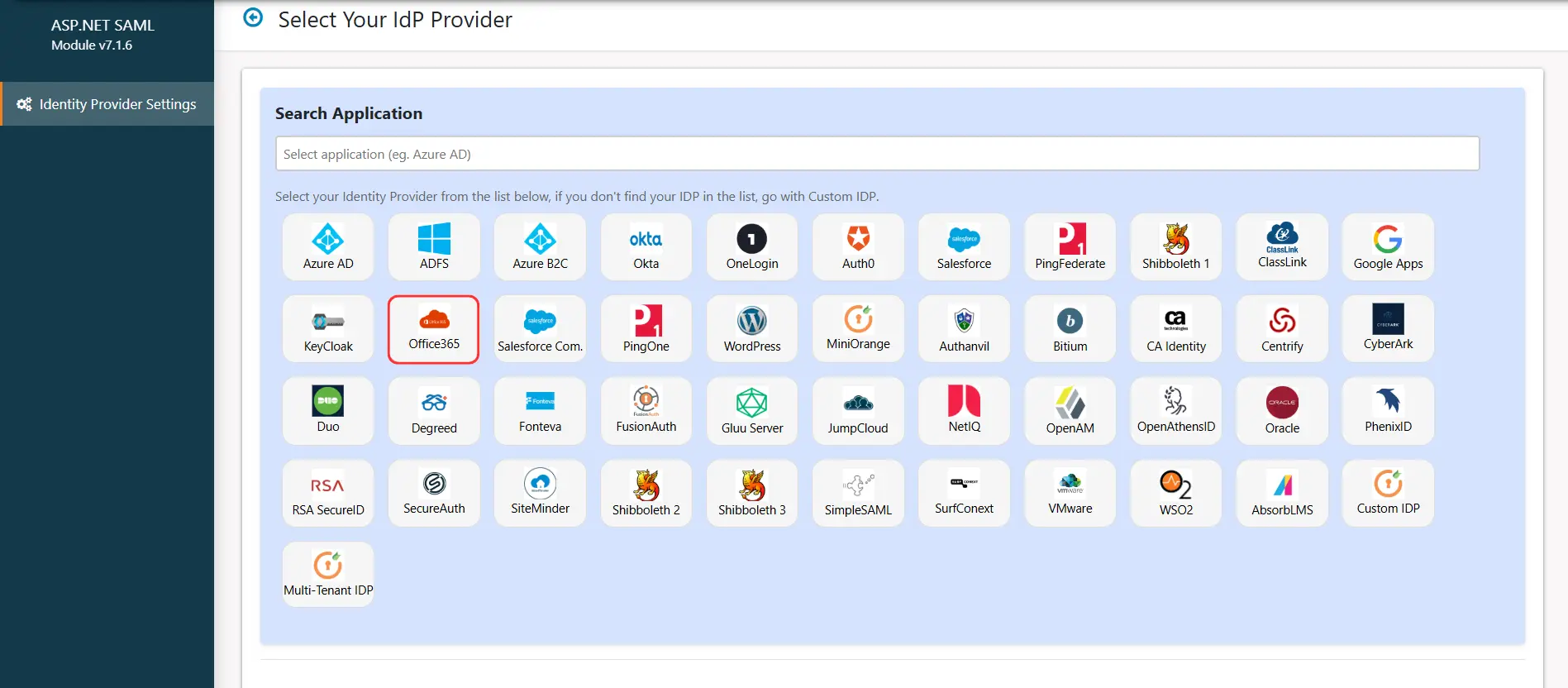 ASP.NET Framework SAML SSO using Office365 as IDP - Add New IDP