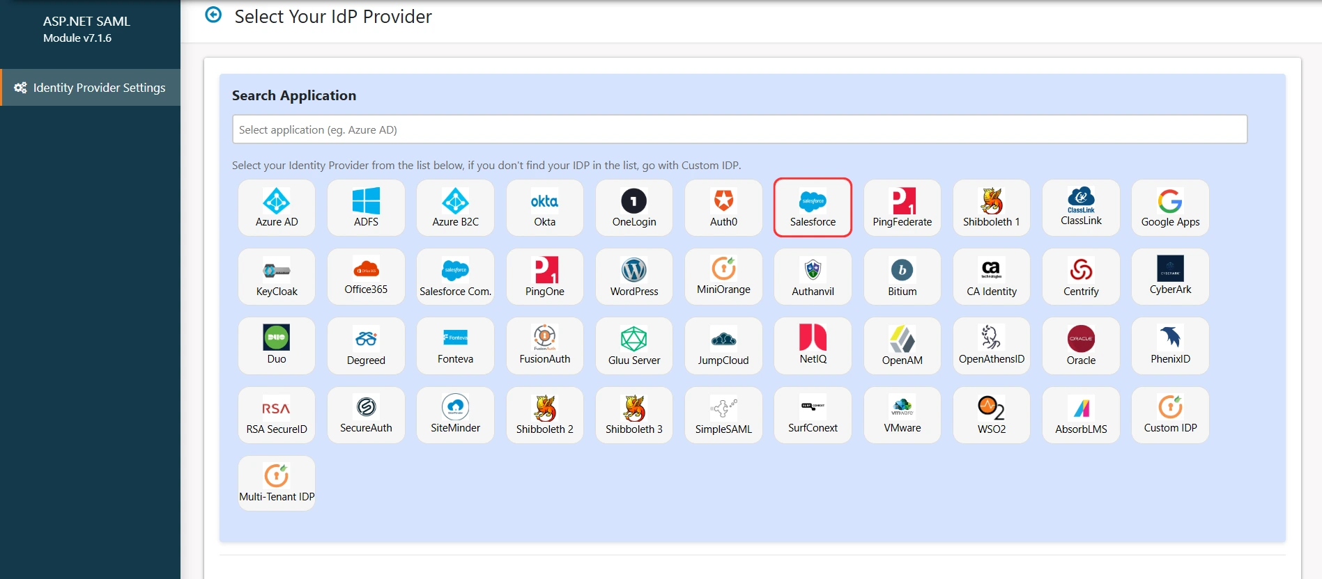 ASP.NET Framework SAML SSO using Salesforce as IDP - Add New IDP