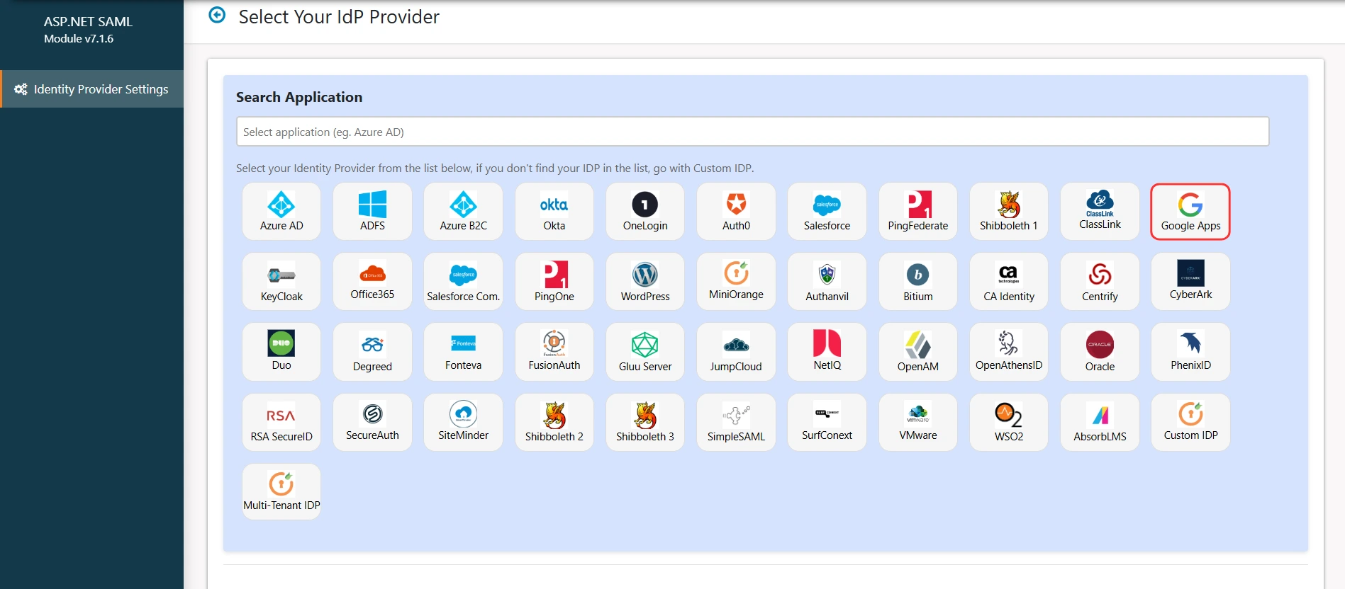 ASP.NET Framework SAML SSO using Google as IDP - Add New IDP