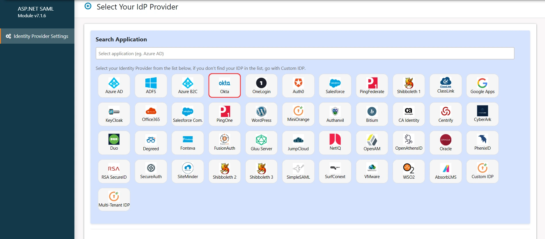 ASP.NET Framework SAML SSO using Okta as IDP - Add New IDP