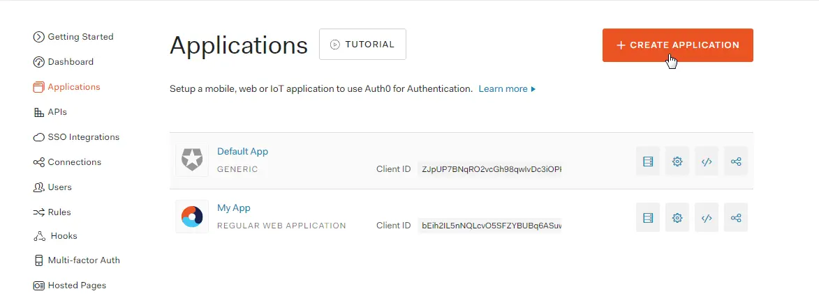 Auth0-create-application