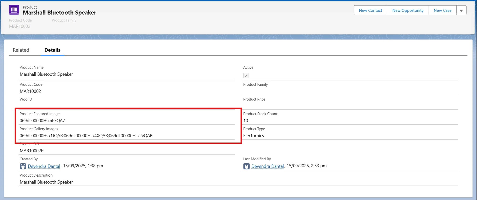 WooCommerce Salesforce Image Sync | Product Record in Salesforce