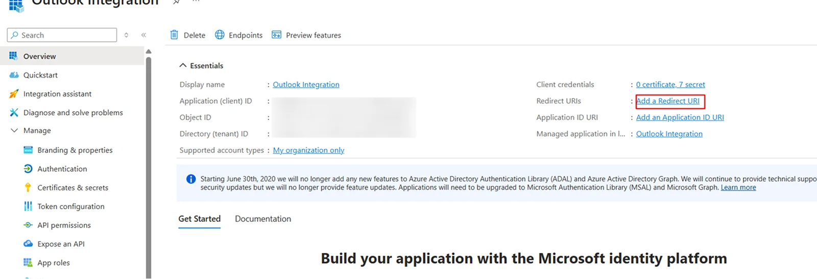 Embed Outlook Calendar in WordPress - Add Redirect URI