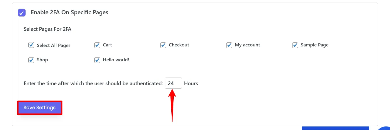 2FA on specific pages -  Enter time