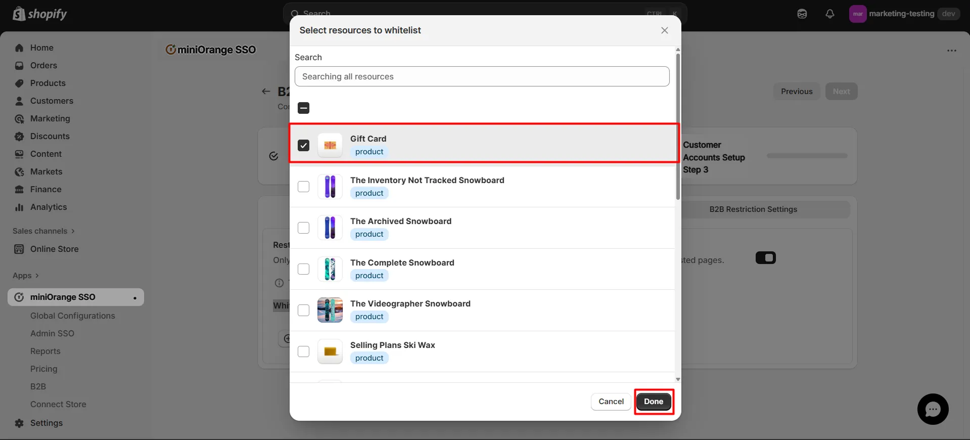 Shopify B2B in Single Sign-On (SSO) - Select pages to whitelist