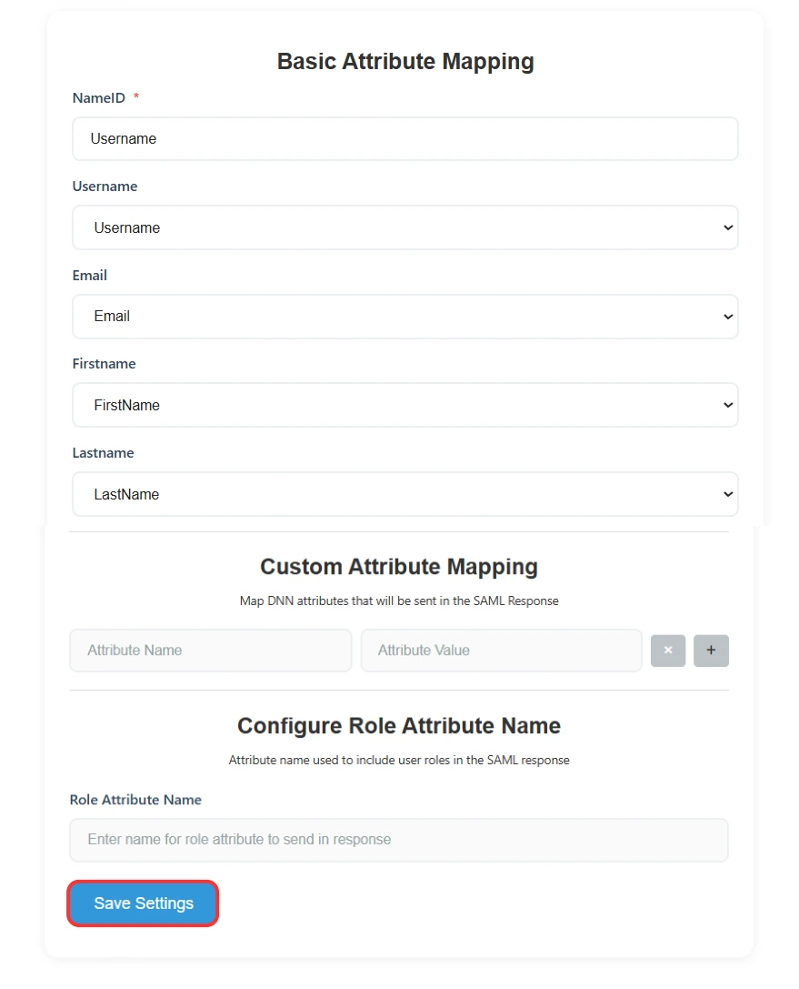 DNN SAML IDP Attribute Mapping
