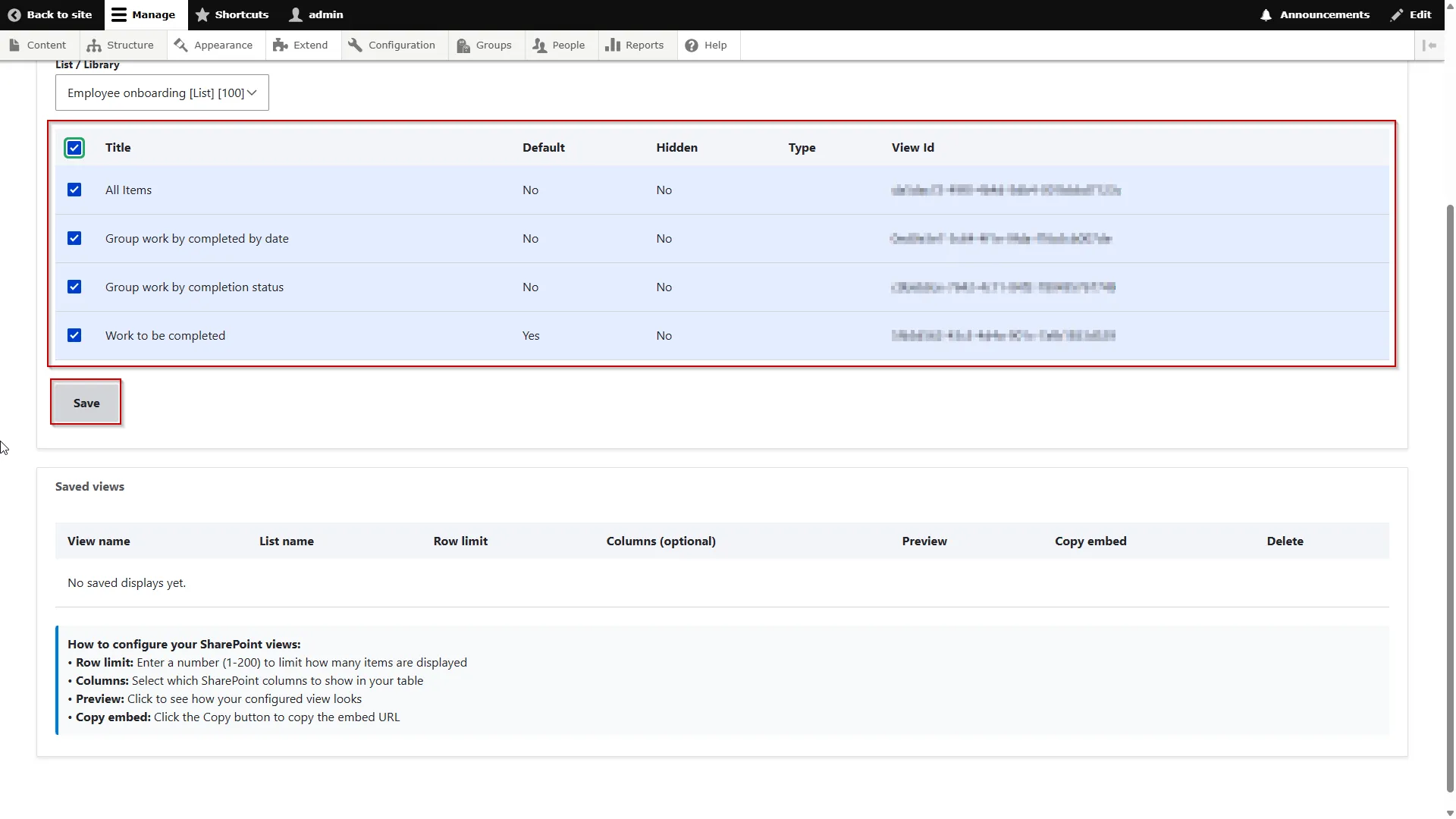 Drupal SharePoint | Lists and Library Views - Select files or folders