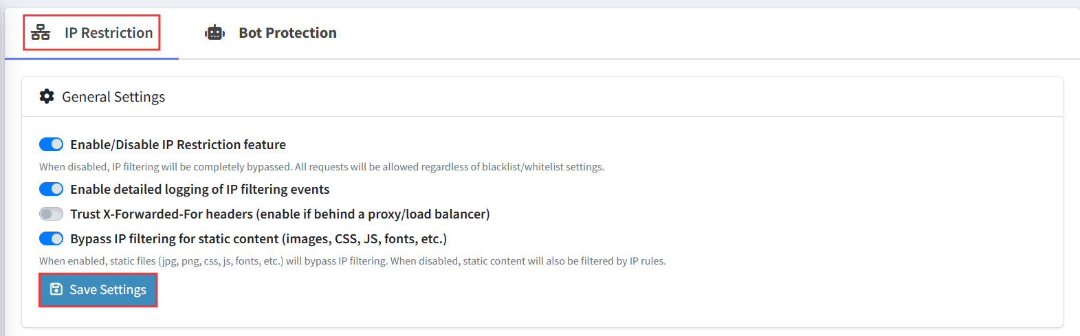 Enable IP Restriction