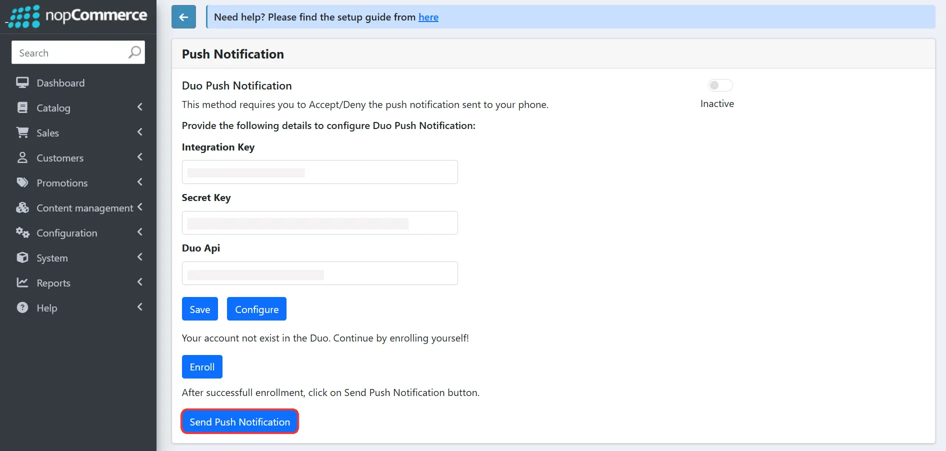 nopCommerce 2FA Duo Push - Send Push Notification