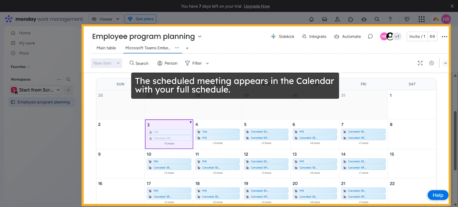 miniOrange monday calender
