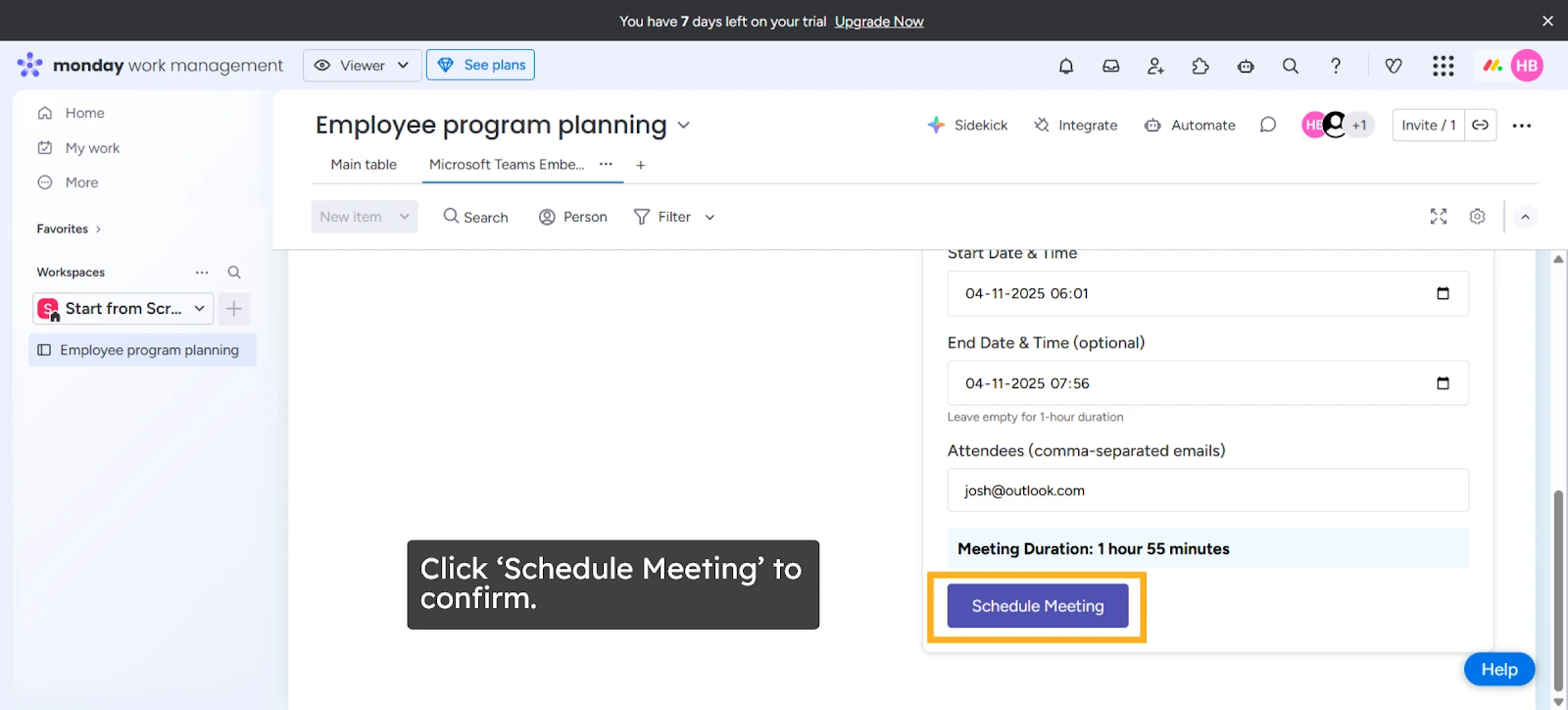 miniOrange monday confirm meeting