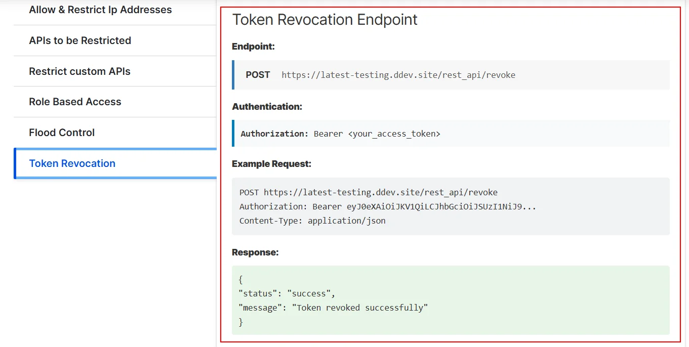 Drupal API Authentication Token Revocation
