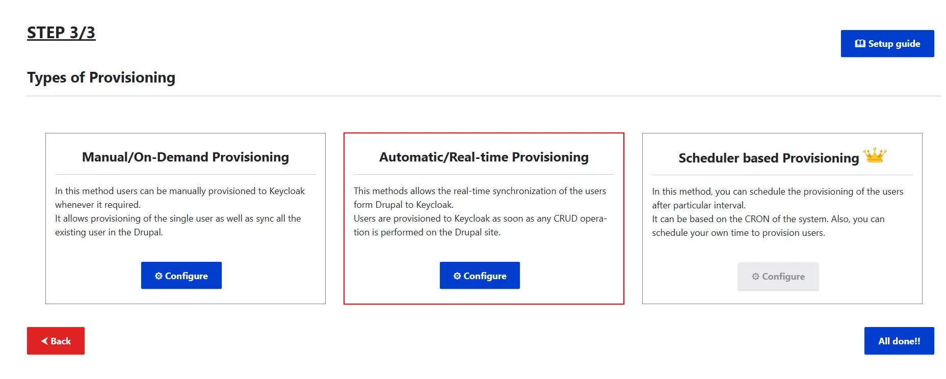 drupal keycloak sync select manual provisioning