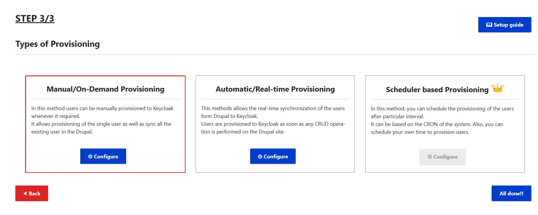 drupal keycloak sync select manual provisioning