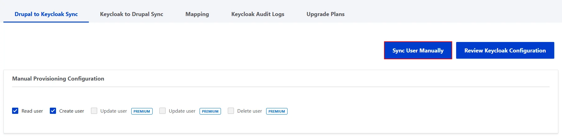 drupal keycloak sync select manual provisioning