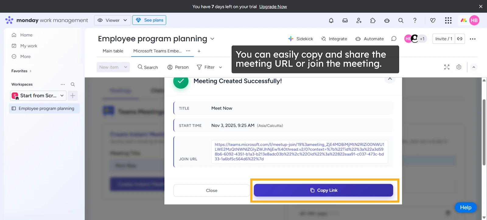 miniOrange monday meeting copy link