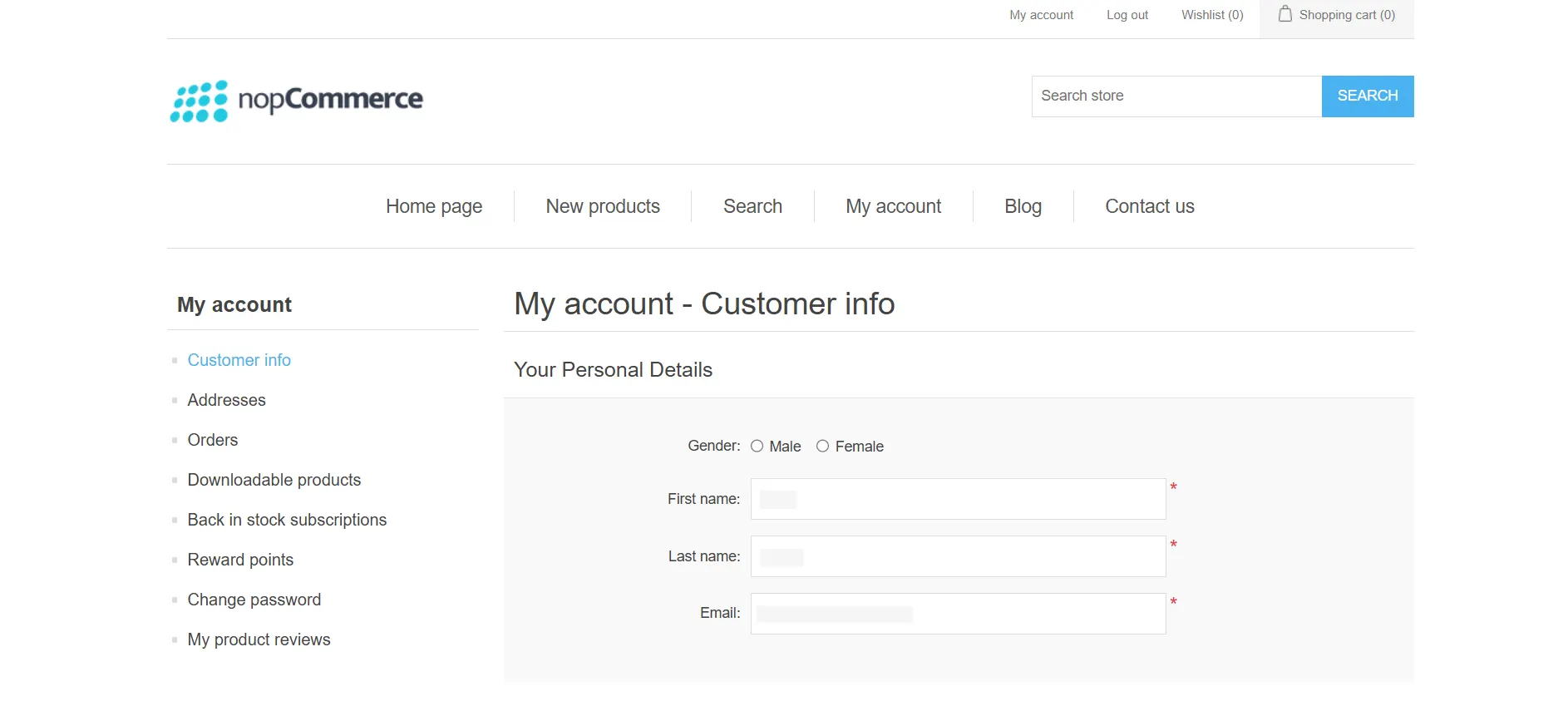 Logged in your nopCommerce Store