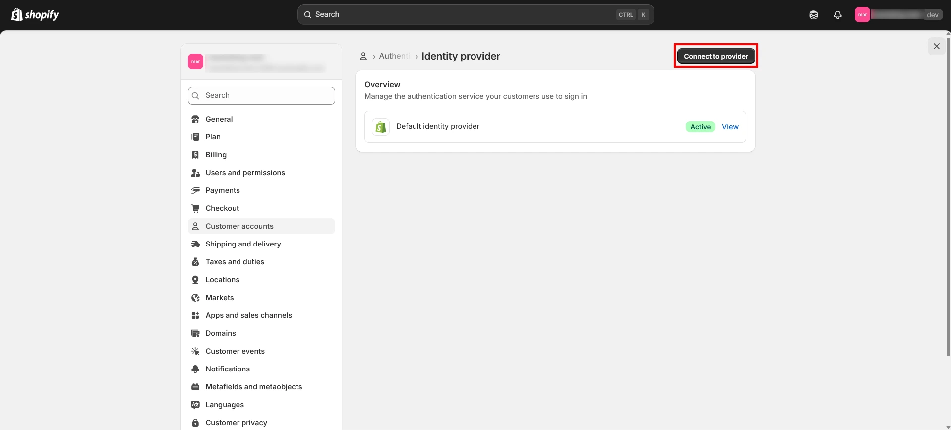 Shopify SSO Login - Connect to identity provider