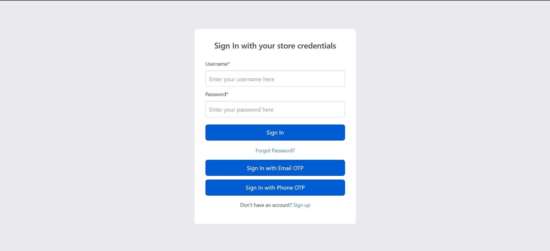 Shopify B2B in Single Sign-On (SSO) - End User login Screen