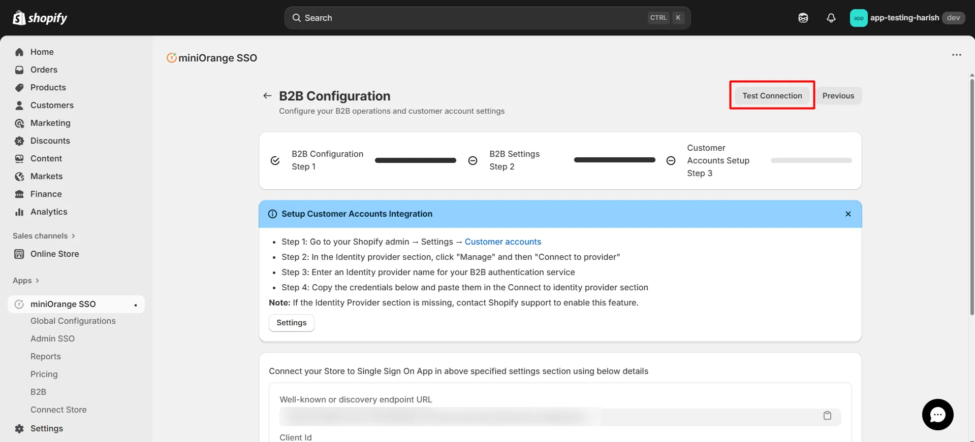 Shopify B2B in Single Sign-On (SSO) - Login Screen Settings