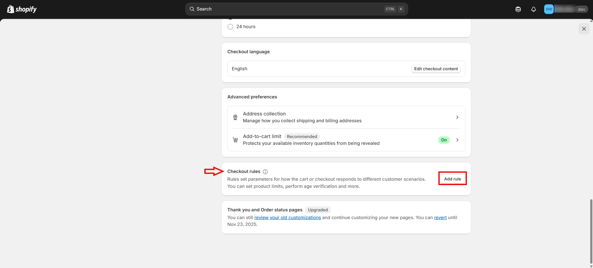 Shopify SSO Login - Add Checkout Rule