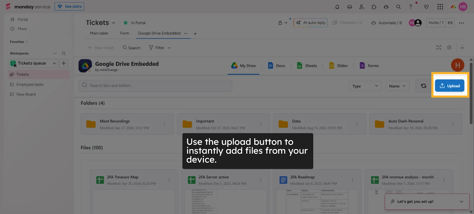 miniorange monday upload Functionality