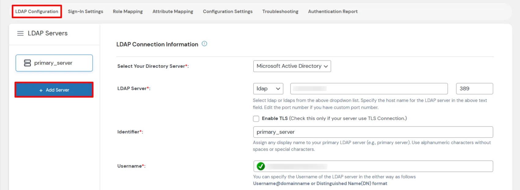 WordPress Intranet Plugin LDAP add new server