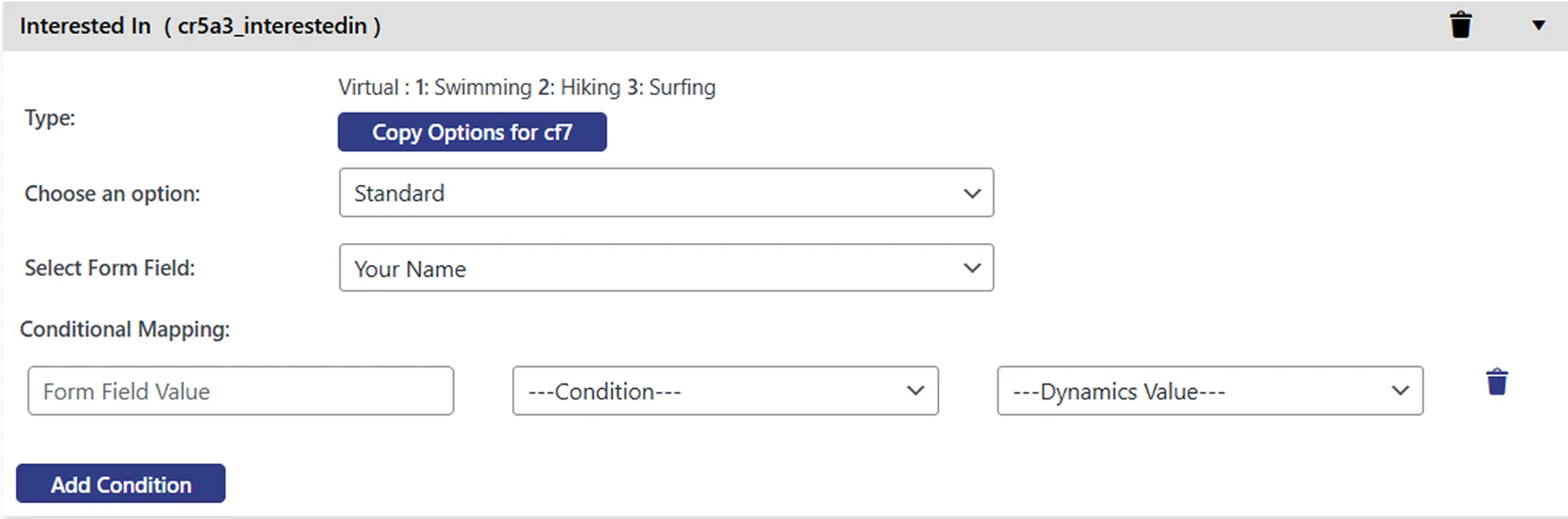 Dynamics 365 integration with WP Contact form 7 plugin | Standard (Conditional) Mapping