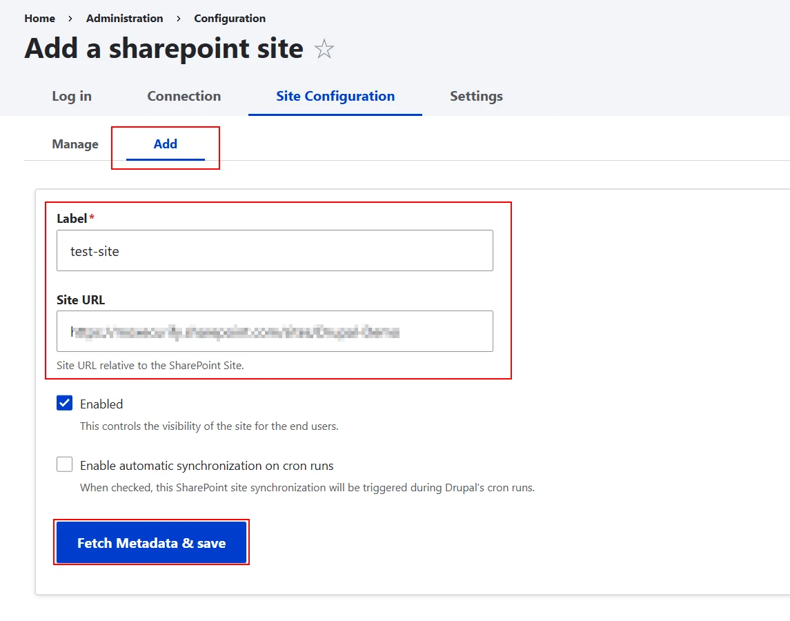 Drupal SharePoint Integration Add Sites