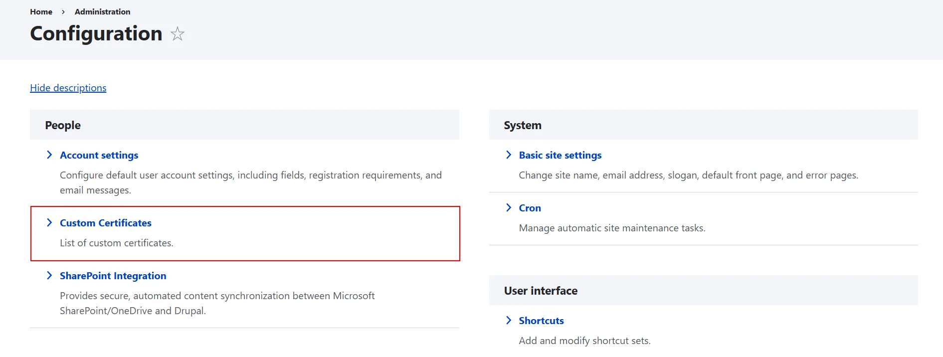 Drupal SharePoint Integration Custom Certificate