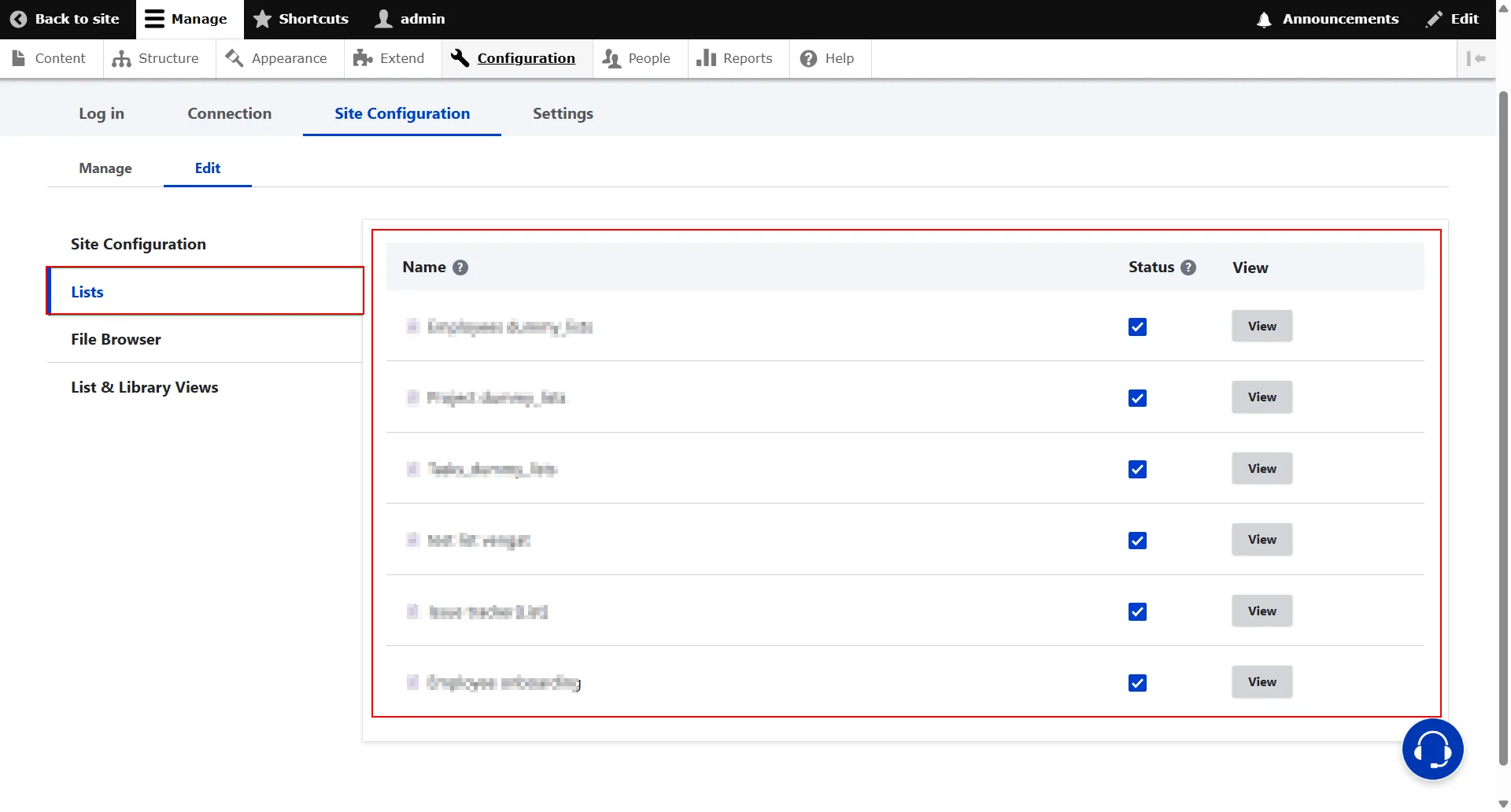 Drupal SharePoint Integration lists