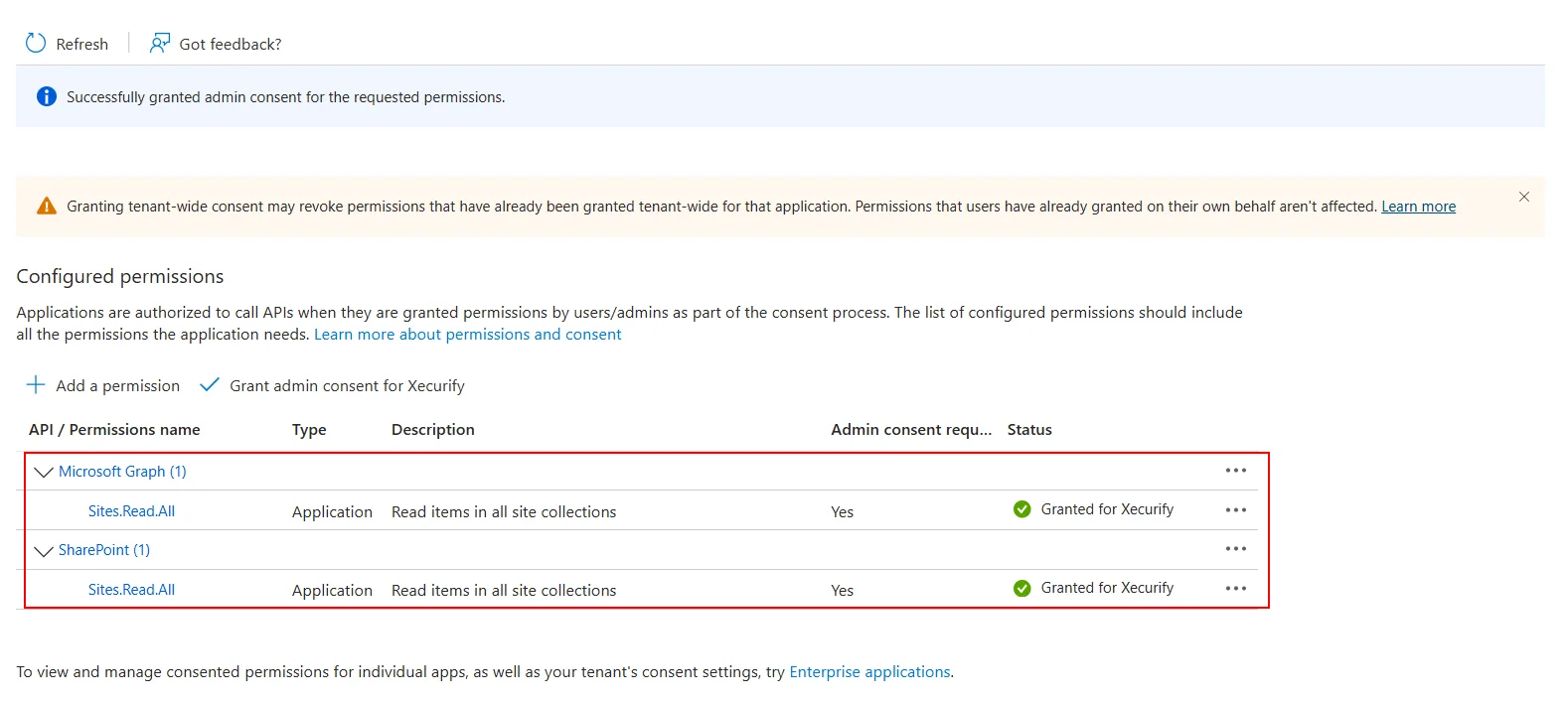 Drupal SharePoint Integration Granted Consent