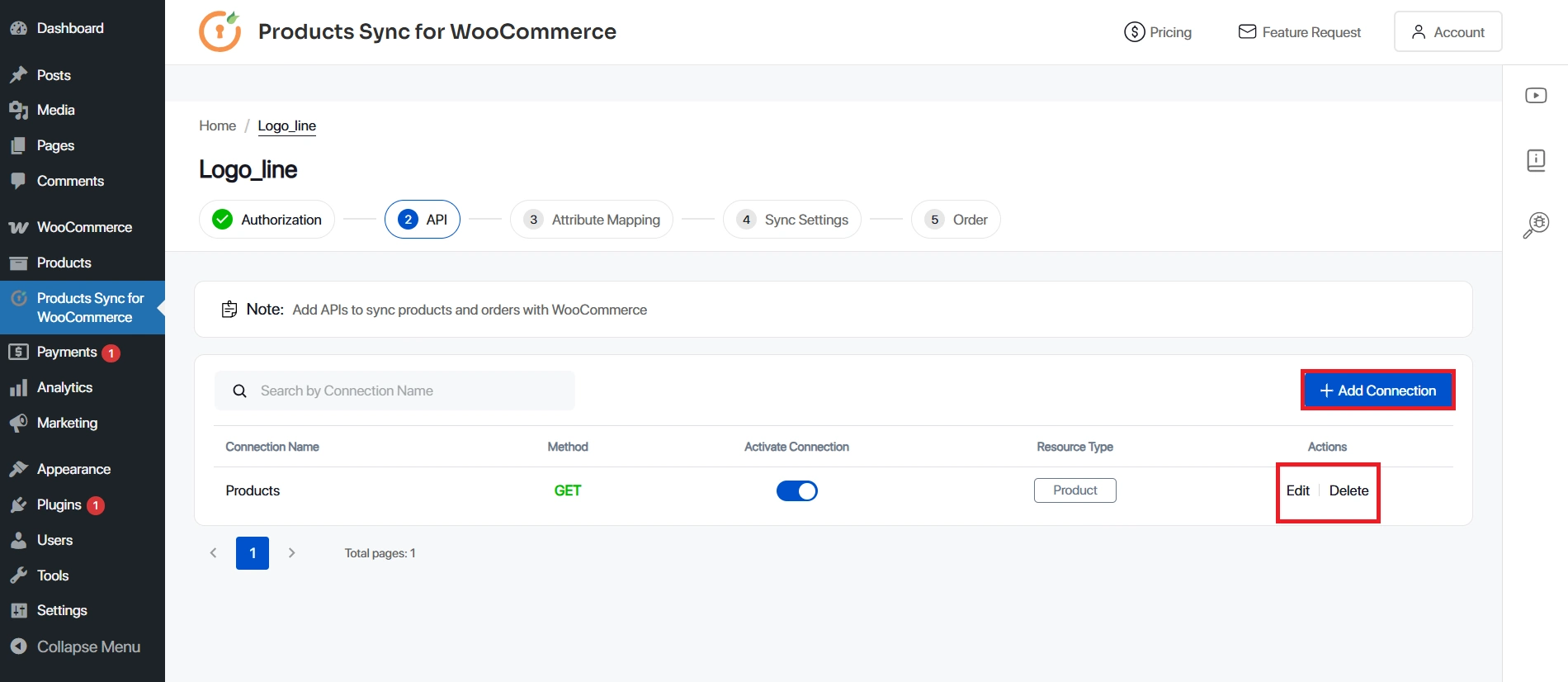 Home screen - click Start button to initiate sync