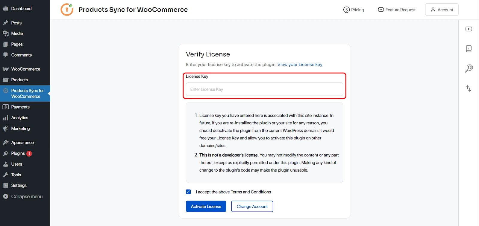 API section showing created connections