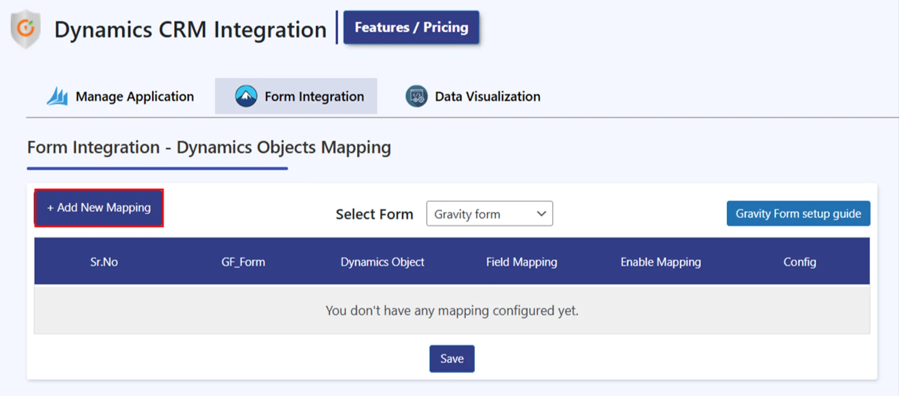 Dynamics 365 integration with WP Gravity Form plugin | Add New mapping