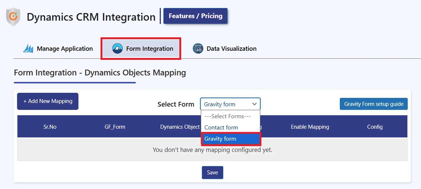 Dynamics 365 integration with WP Gravity Form plugin | Choose Gravity Form