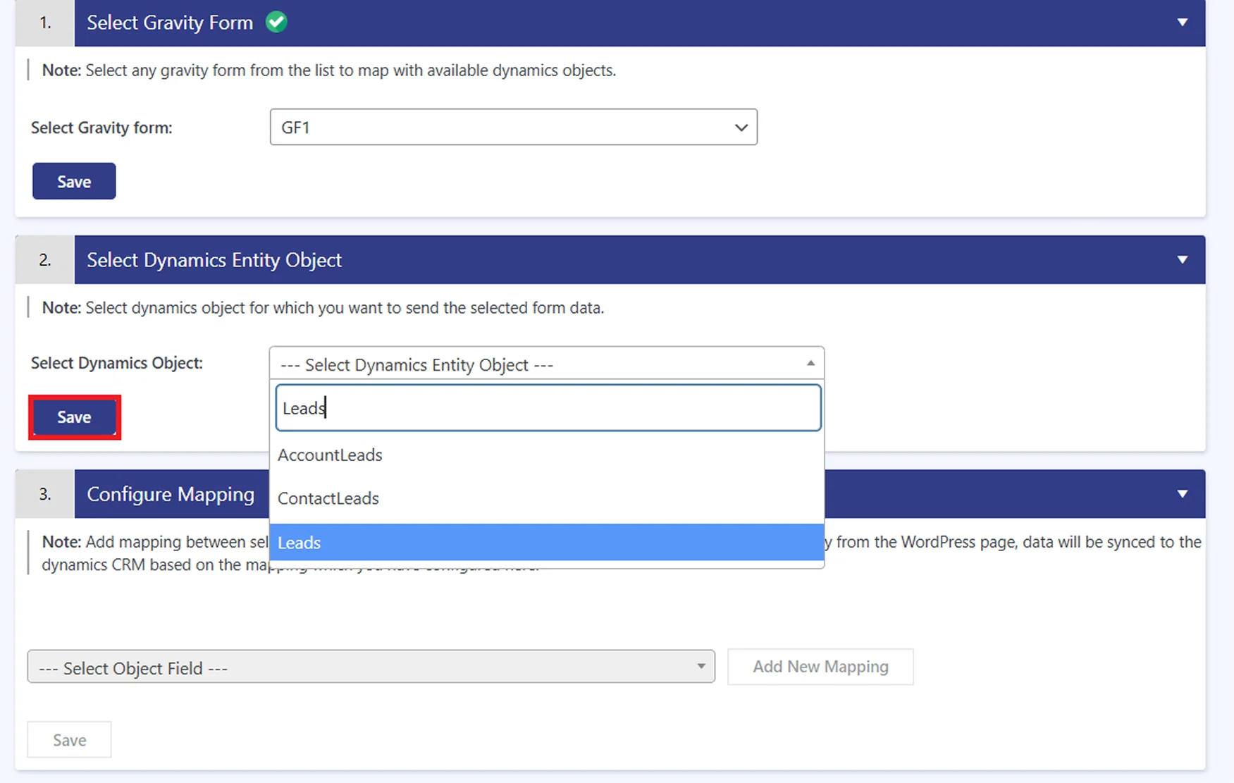 Dynamics 365 integration with WP Gravity Form plugin | Entity Object