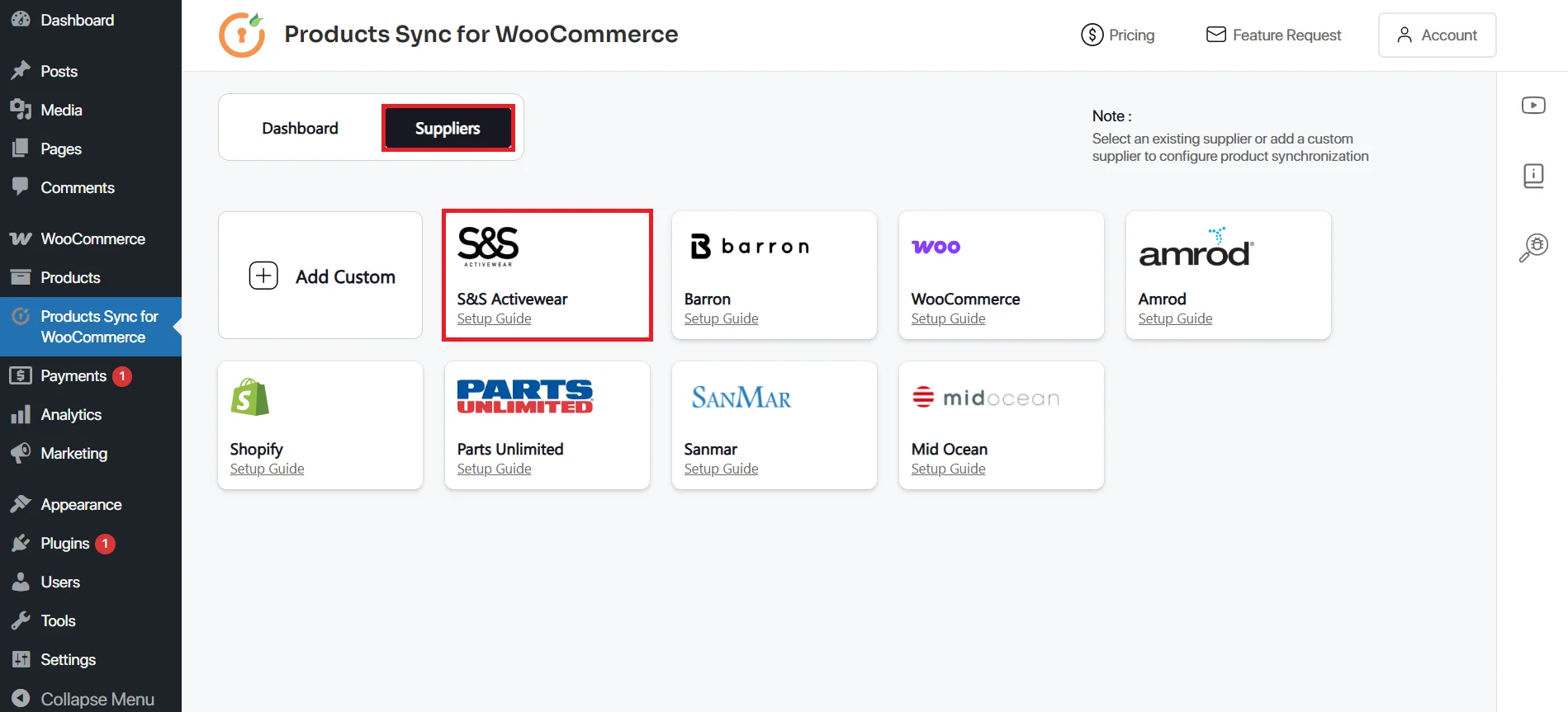 Import S&S activewear products into WooCommerce using APIs  - Add Connection