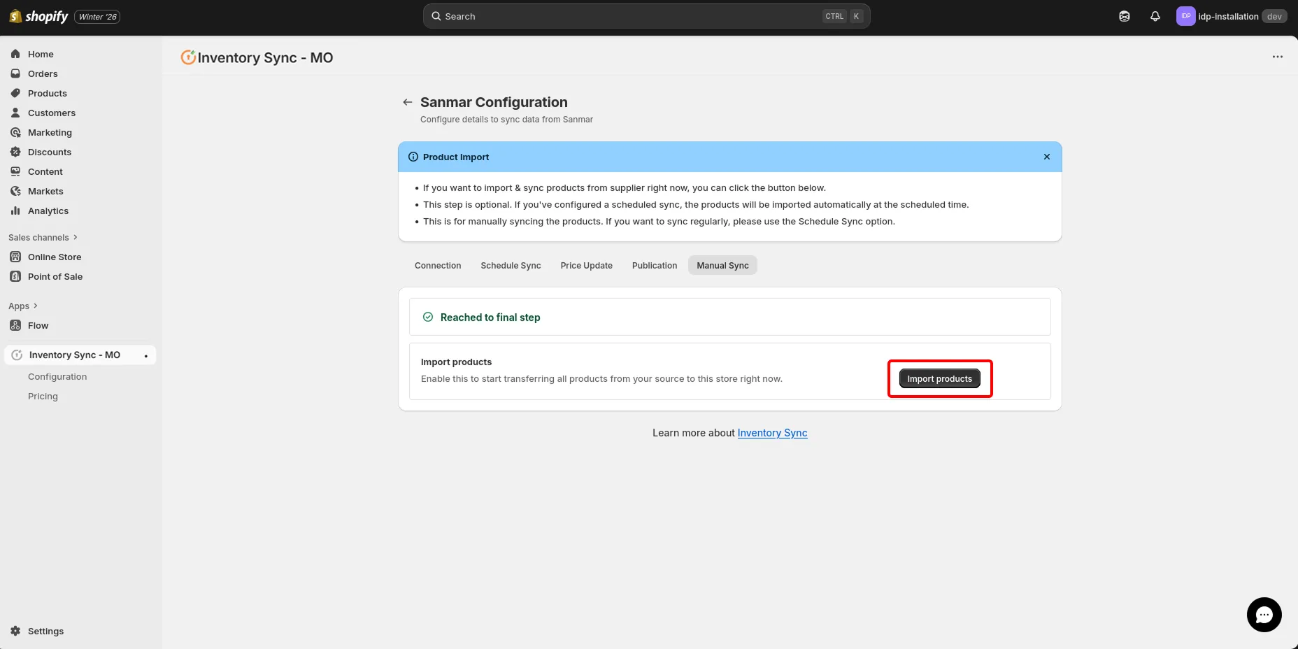 Shopify Sanmar Integration - Import Products